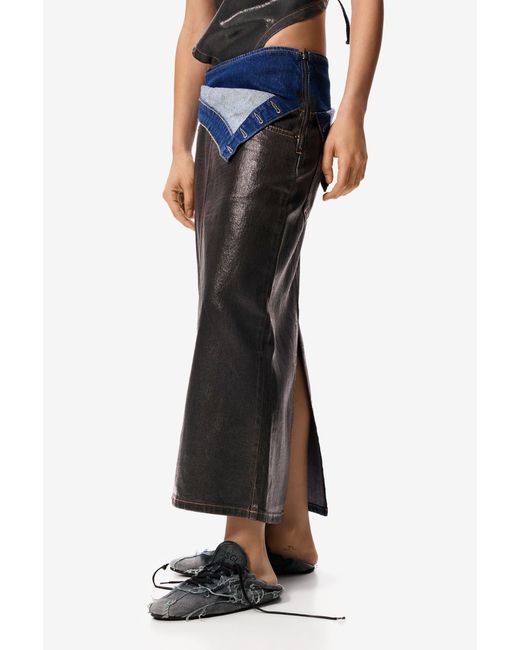 Desigual Black Midi Skirt Masha Popova, Cotton