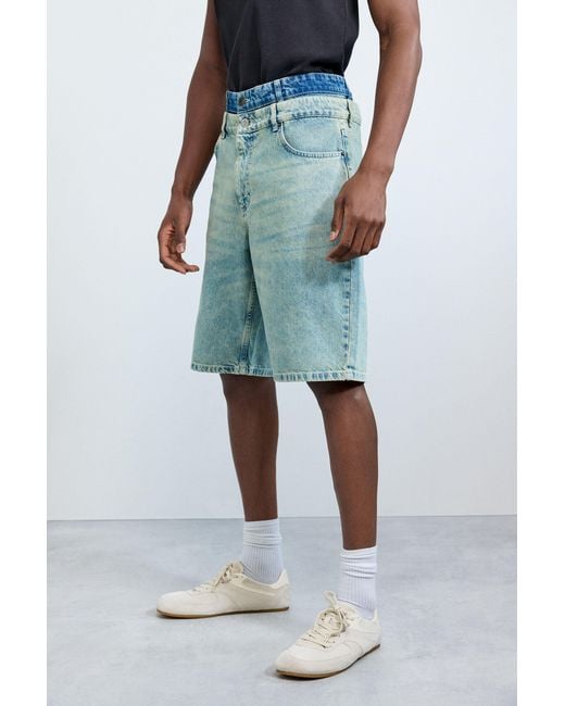 Desigual Blue Hybrid Denim Bermuda, Cotton for men