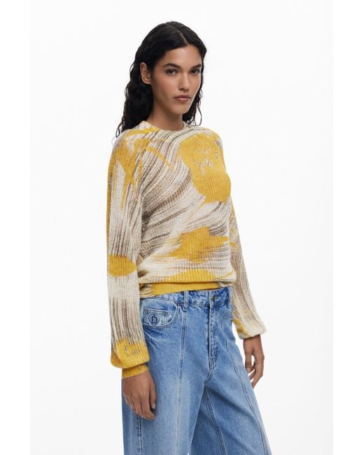 Desigual Blue Arty Texture Sweater