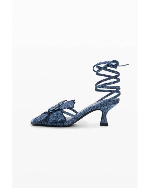 Desigual Blue Floral Appliqué Sandal, Cotton