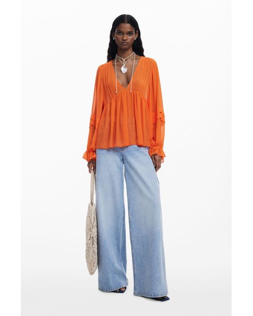 Desigual Orange Layered Blouse