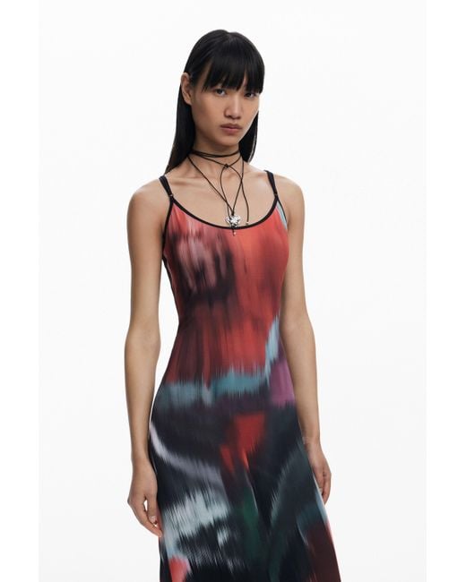 Desigual White Floral Midi Dress With Straps