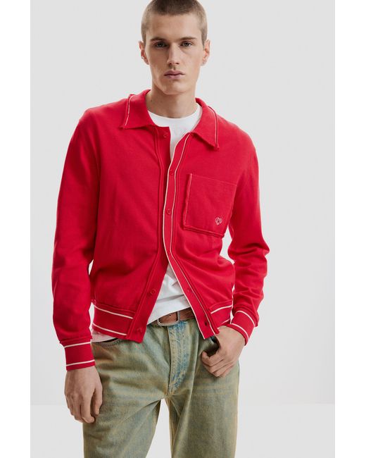 Desigual Red Fine Sweater With Buttons, Cotton for men