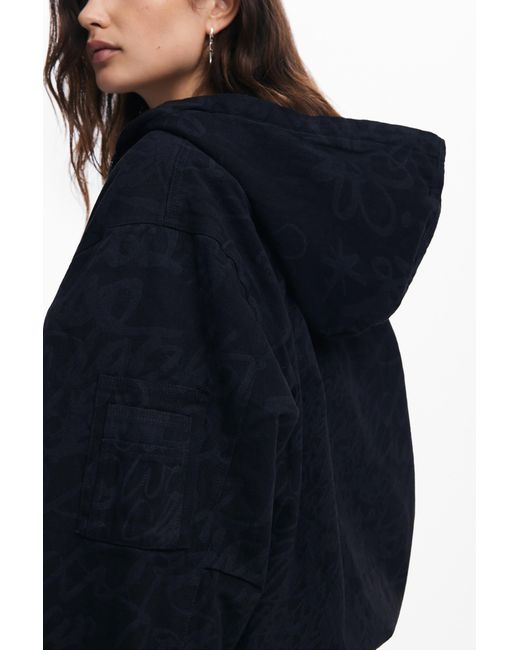 Desigual Blue Padded Coat M. Christian Lacroix, Cotton