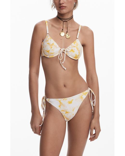 Desigual White Tulip Bikini Top