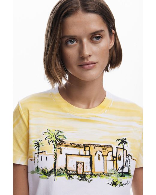 Desigual Orange Short-Sleeve Palm Tree T-Shirt