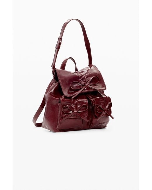 Desigual Red Small Shiny Backpack Bow, Polyurethane