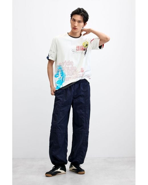 Desigual White Graphic Print T-Shirt, Cotton for men
