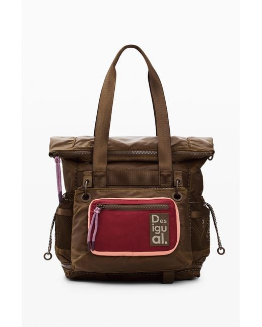 Grand Sac À Dos Voyager Multiposition, Femme, Polyamide, Marron Desigual en coloris Red