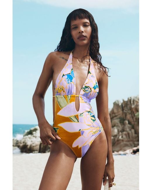 Desigual White Printed Trikini Swimsuit