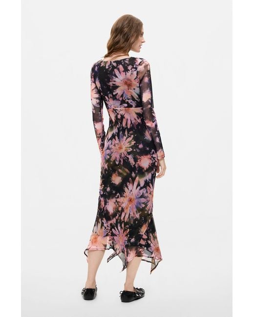 Desigual White Long-Sleeve Midi Dress