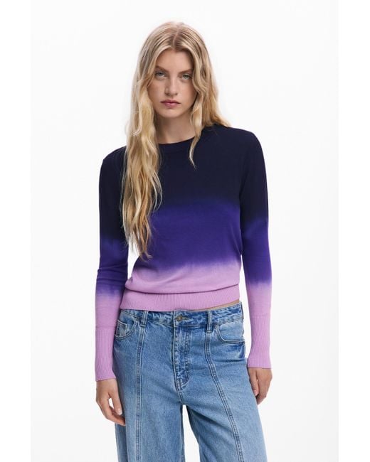 Desigual Blue Gradient Lightweight Sweater