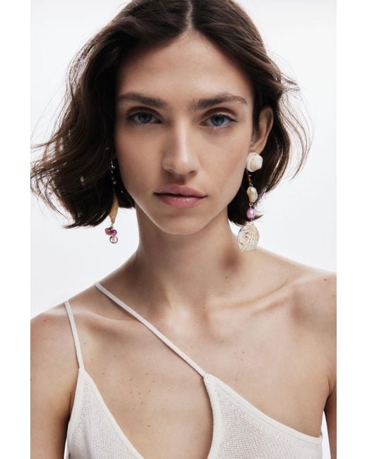 Desigual White Asymmetric Combined Zalio Earrings