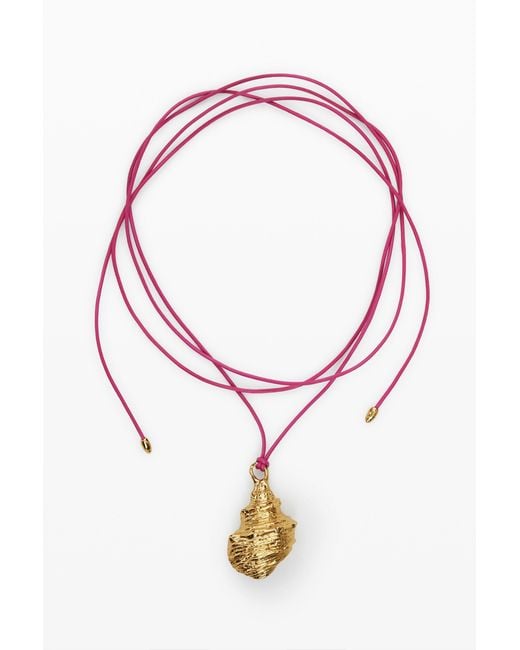 Desigual Pink Shell Pendant Cord Zalio