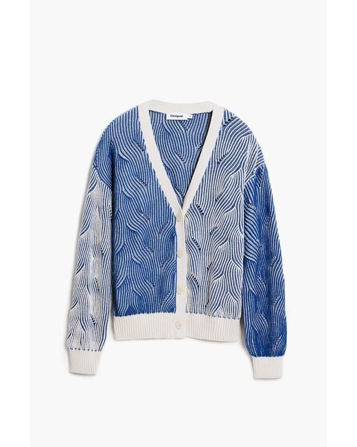 Desigual Blue Two-Tone Knit Cardigan, Cotton