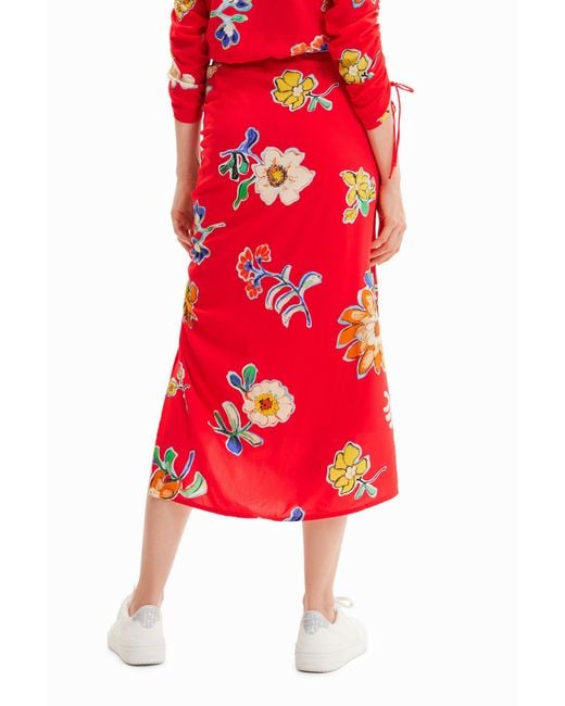 Desigual Gathered Midi Skirt, Viscose