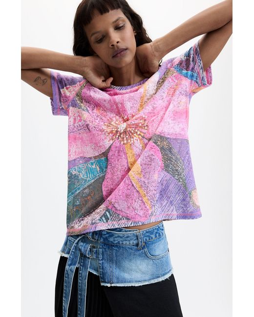 Desigual Red Floral Printed T-Shirt