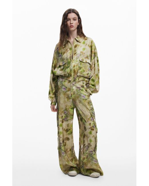 Desigual Green Collina Strada Satin Cargo Pants