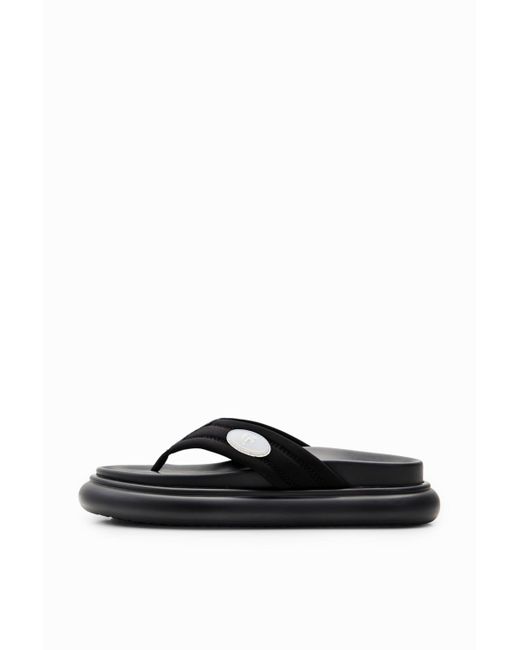 Desigual Black Platform Toe Post Sandals