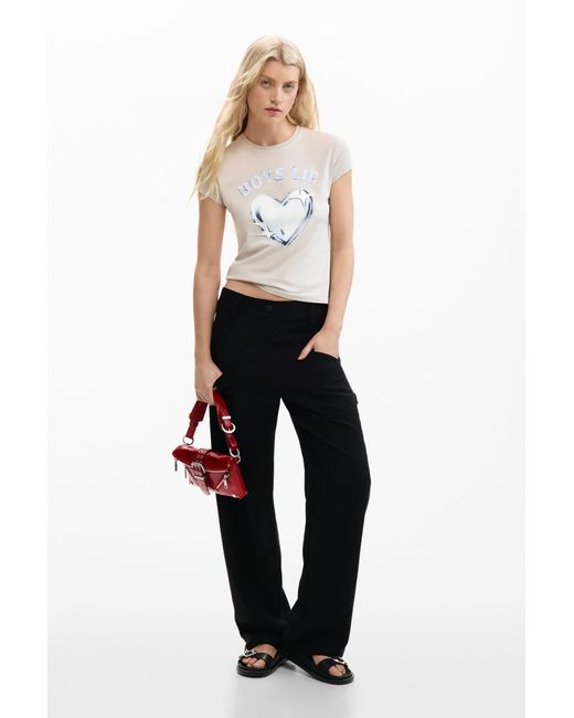 Desigual Black Sandalia Plataforma Corazón, Polyurethane