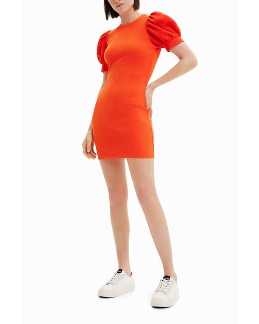 Desigual Red Short Slim Coral Dress