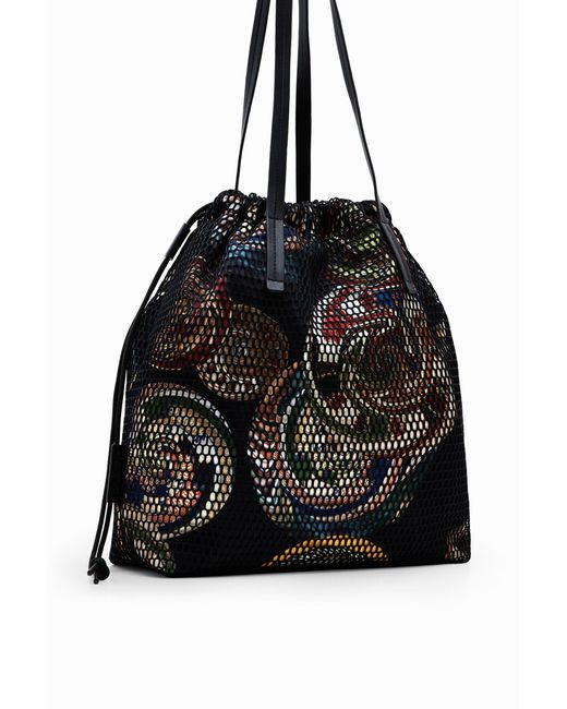 Desigual Black M. Christian Lacroix Large Bucket Bag, Polyester