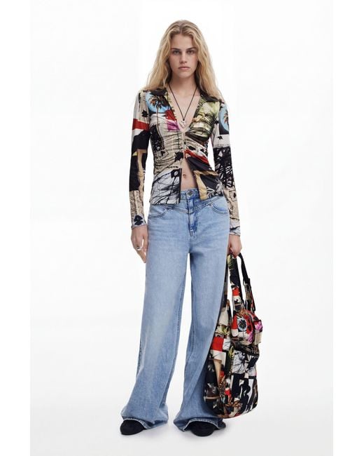 Desigual Blue T-Shirt Designed By Mr. Christian Lacroix, Polyester