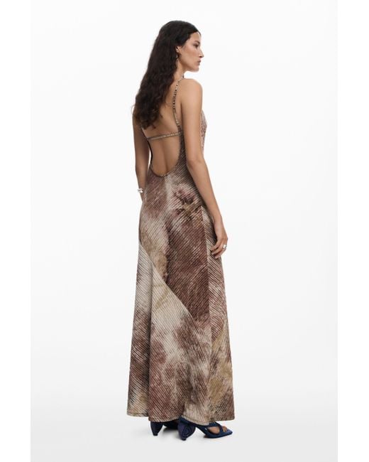 Desigual Brown Long Gradient Strap Dress