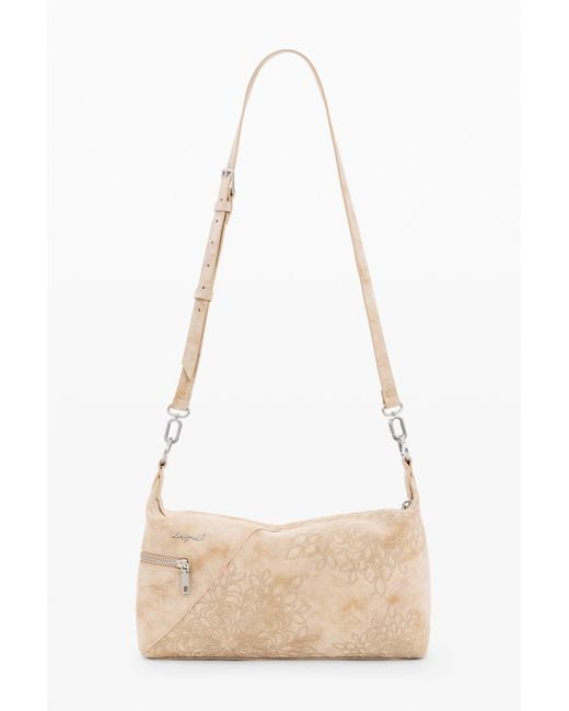 Desigual White Medium Embroidered Bag, Polyurethane