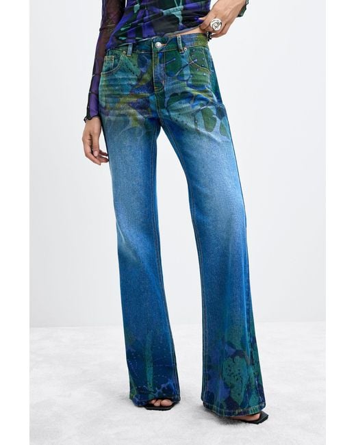 Desigual Blue Flare Jeans M. C. Lacroix, Cotton