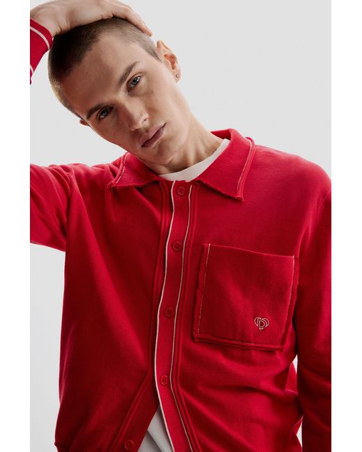 Desigual Red Fine Sweater With Buttons, Cotton for men