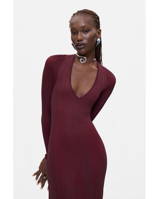 Desigual Purple Long-Sleeved Knit Dress