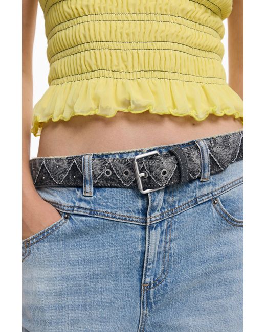Desigual Blue Denim Zigzag Belt