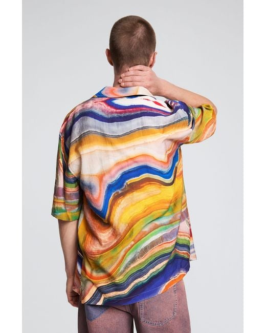 Desigual Brown Abstract Print Shirt for men