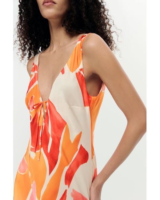 Desigual Orange Strappy Petal Dress, Polyester