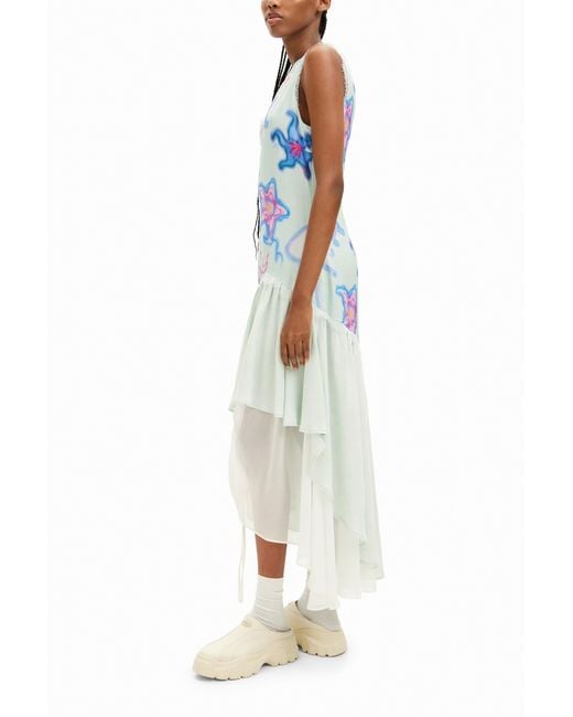 Desigual White Collina Strada Long Multilayered Strappy Dress