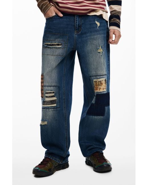 Jean Patch Desigual pour homme en coloris Blue
