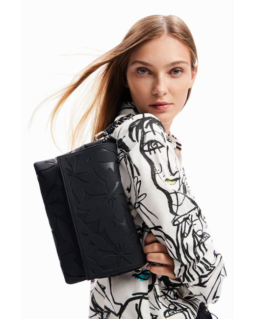 Desigual Midsize Diecut Flower Crossbody Bag in Black Lyst
