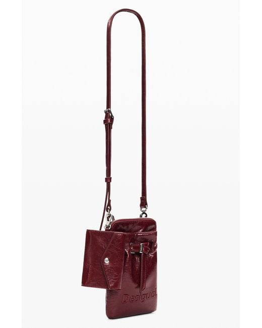 Desigual Red Faux Leather Phone Holder, Polyurethane