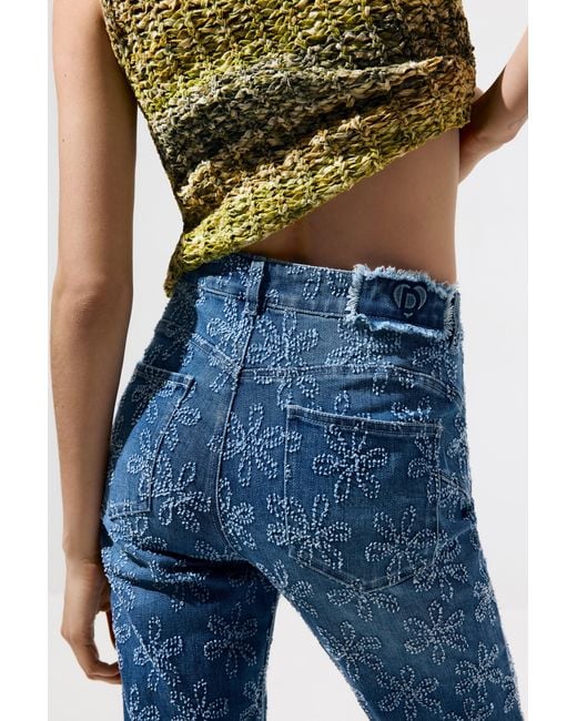 Desigual Blue Flared Denim Trousers