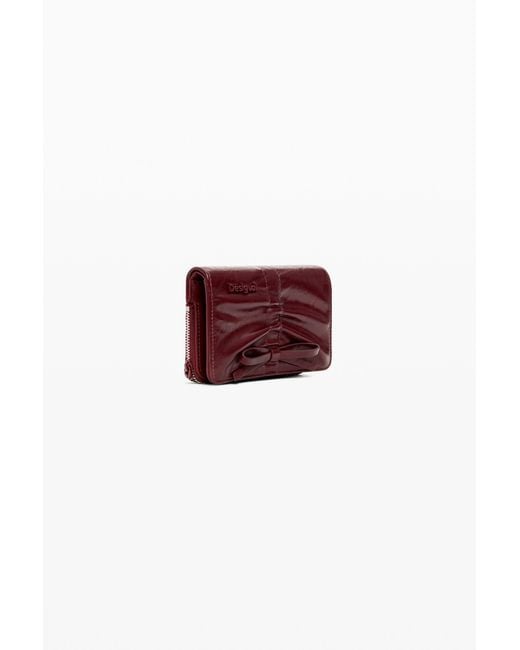 Desigual Red Small Shiny Bow Wallet, Polyurethane