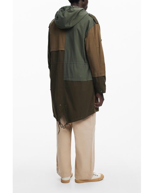 Desigual Green Hooded Parka Jacket for men