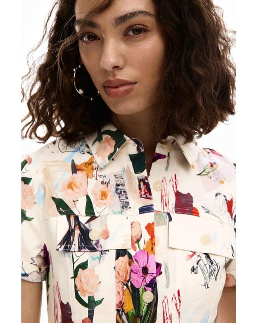 Desigual White Short Collage Dress