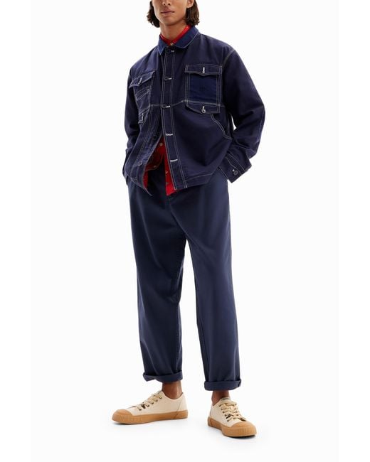 Desigual Blue Twill Worker Jacket, Cotton for men