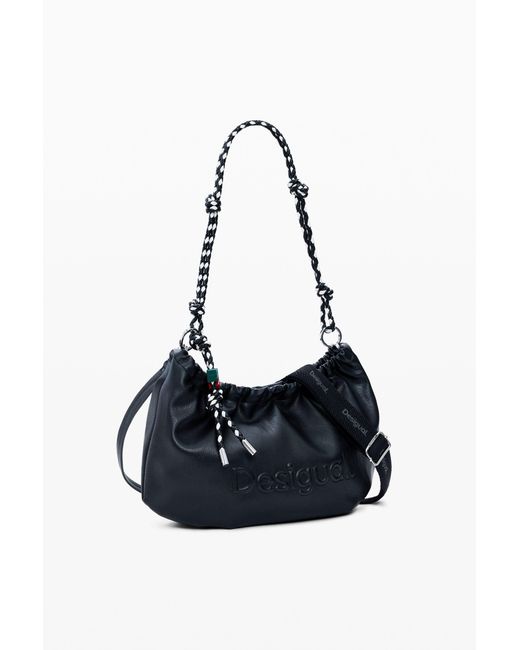 Desigual Black Medium Logo Bag, Polyurethane