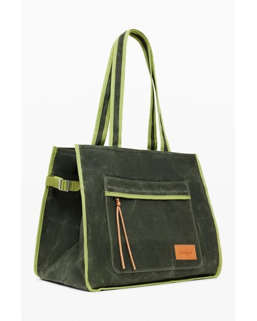 Desigual Green Shopper Bag With Large Pocket