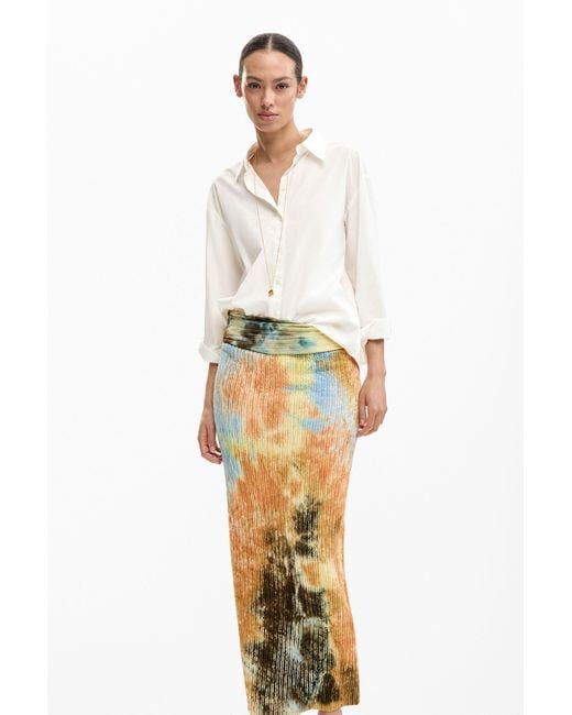 Desigual Metallic Long Skirt Texture, Polyester