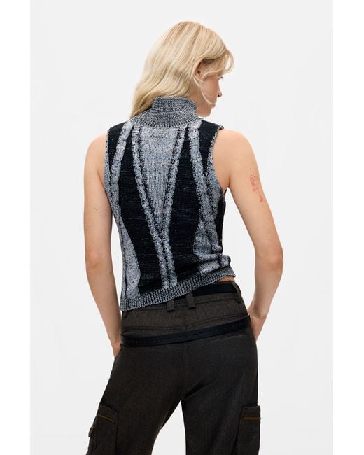 Desigual Black Sleeveless Turtleneck T-Shirt