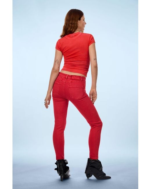 Desigual Red Slim Jeans, Cotton