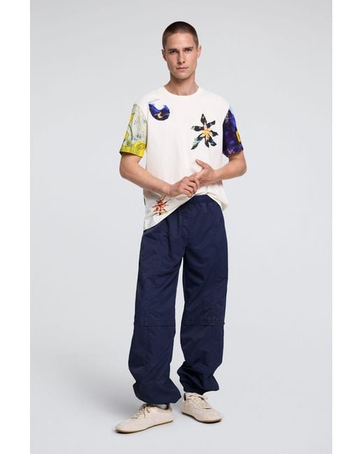 Desigual White Cosmos Print T-Shirt, Cotton for men